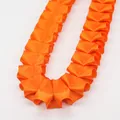 Vibrant orange pleated satin ribbon trim with ruffled edge for DIY crafts and clothing - Extended Version / Orange Red