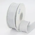 White ribbed decorative ribbon with frayed edges on a roll for gift wrapping - Extra Wide (ai-3.8cm) / Silver