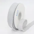 Light grey frayed edge grosgrain ribbon on a spool for luxury gift wrapping and DIY crafts - Medium Width (ai-2.5cm) / Silver