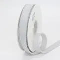 Light grey frayed edge grosgrain ribbon on a white spool for gift wrapping decoration - Narrow Style (ai-1.5cm) / Silver