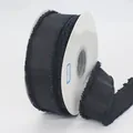 Black grosgrain ribbon with frayed edges on roll for gift wrapping decoration - Extra Wide (ai-3.8cm) / Black