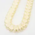 Beige 2.5cm pleated ruffled ribbon made of satin fabric for DIY sewing and floral leis - Extended Version / Ivory