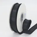 Decorative black grosgrain ribbon with frayed edges on a white spool for gift wrapping - Medium Width (ai-2.5cm) / Black