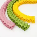 Grosgrain ruffled ribbon trim in pink, green and yellow colors for DIY sewing crafts - Assorted Colors