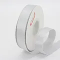 Roll of 2cm silver glitter ribbon with metallic finish on white cardboard spool - Natural White (000#)