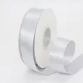 2.5cm glossy silver satin ribbon on roll for gift boxes and wedding decoration - White