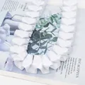 White 2.5cm ruffled satin ribbon trim with pleated texture for DIY sewing and crafts - Extended Version / Bleached White