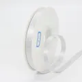 Sparkling silver metallic gift ribbon, 1cm wide on white spool, for gift wrapping and DIY crafts - Narrow Style / Pure White