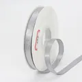 1cm silver metallic satin ribbon on white spool for luxury gift box packaging - Narrow Style / Silver