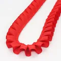 Vibrant red 2.5cm pleated ruffle ribbon for garment decoration and DIY handmade crafts - Standard Length / Red
