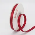 Glossy burgundy red silver-edged satin ribbon roll for gift box packaging and bows - Narrow Style / Red