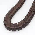 Deep brown 2.5cm ruffled grosgrain ribbon with pleated edges for DIY sewing and crafts - Coffee