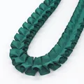 Deep green 2.5cm ruffled grosgrain ribbon for DIY sewing and clothing decoration - Dark Green