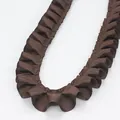 2.5cm wide ruffled grosgrain ribbon in dark coffee brown for DIY clothing decoration - Standard Length / Coffee