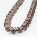 Coffee brown 2.5cm ruffled grosgrain ribbon with layered pleats for DIY crafts - Standard Length / Brown