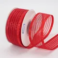 4cm red striped organza ribbon roll with satin edges for gift wrapping and DIY crafts - Red