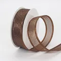 2.5cm dark brown striped organza ribbon roll for gift wrapping and DIY crafts - Wide Striped Ribbon (855#) / Coffee