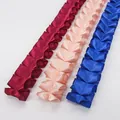 Ruffled polyester ribbons in burgundy, champagne, and royal blue for DIY sewing crafts - Trial Pack / Multicolor Random