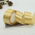 Champagne gold 4cm satin ribbon roll for gift wrapping and wedding decoration crafts - Standard Roll / Gold