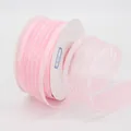Pink striped organza ribbon roll with transparent texture for DIY gift wrapping - Light Pink