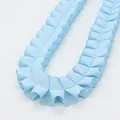 Light blue pleated ribbon trim with ruffled edges and ribbed texture for DIY sewing - Sky Blue