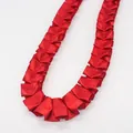 2.5cm wide red pleated satin ribbon with ruffled edge for DIY sewing and crafts - Standard Pack / Dark Red