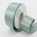 Glittering light blue metallic gift ribbon roll labeled color 308 for gift wrapping - Teal Blue