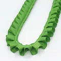 Grass green 2.5cm pleated grosgrain ribbon with ruffle edge for DIY sewing crafts - Standard Length / Fruit Green