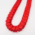 Vibrant red 2.5cm ruffled pleated polyester ribbon with smooth satin finish for DIY crafts - Standard Pack / Red