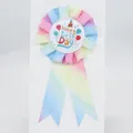Rainbow gradient ribbon award rosette with happy birthday badge for party favors - Rainbow