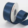 Navy blue satin ribbon with metallic gold edges for elegant gift box packaging decor - Navy Blue
