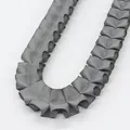 Deep grey ruffled ribbon with 2.5cm ribbed texture and pleated sewing for DIY crafts - Gray