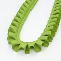 Bright green pleated grosgrain ribbon with ruffle edge for DIY garment accessories - Standard Length / Army Green