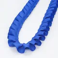 Royal blue pleated ruffle ribbon trim in 2.5cm width for DIY clothing accessories - Standard Length / Sapphire Blue