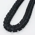 Black 2.5cm ruffled grosgrain ribbon with pleated texture for DIY sewing crafts - Black