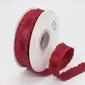 2,2cm bordeauxrood geplooid satijnen lint met litchi-textuur en ruches voor DIY - Bordeauxrood