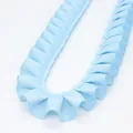 Light blue 2.5cm ruffled pleated grosgrain ribbon for DIY garment sewing and crafts - Standard Length / Sky Blue