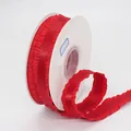Rode polyester lintrol met ruches en satijnen afwerking voor bloemen en handwerkprojecten - Rood