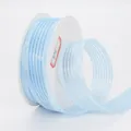 Light blue 2.5cm organza ribbon spool with parallel stripes for DIY gift wrapping - Light Blue