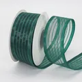 Deep green sheer striped organza ribbon roll for gift wrapping and DIY crafts - Dark Green