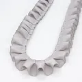 Elegant 2.5cm silver grey ruffled grosgrain ribbon with pleated wavy edge for DIY crafts - Standard Length / Light Gray
