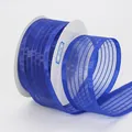 Deep blue sheer striped ribbon 4cm wide for gift wrapping and DIY handmade crafts - Sapphire Blue