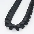 Black 2.5cm ruffled grosgrain ribbon with pleated design for DIY sewing and crafts - Standard Length / Black