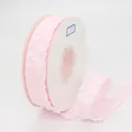 Light pink pleated edge polyester ribbon roll for floral packaging and DIY hair accessories - Peony Pink