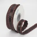 Dark brown polyester pleated ribbon roll with satin finish and ruffled edges for DIY - Dark Coffee