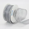 4CM grey striped ribbon roll for gift wrapping with semi-transparent texture on white spool - Silver