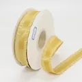 2.2cm bright gold ruffled polyester ribbon with lychee texture on white spool - Gold