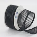 4CM Black striped ribbon with semi-transparent texture for DIY gift wrapping and bows - Black