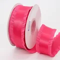 4cm rose red pleated polyester ribbon roll with ruffled edges for flower gift packaging - Rose Red (176#)
