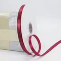 Deep red 1cm wide polyester satin ribbon roll with glossy finish for gift packaging - Burgundy